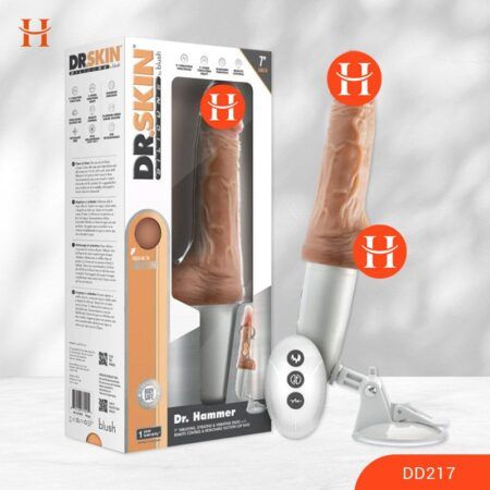 Happywonderland_Dr. Skin Silicone - Dr. Hammer - 7 Inch Thrusting Dildo with Handle - Beige_